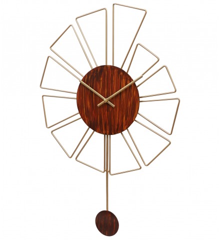 Gemoetric Brown & Gold Pendulam Clock